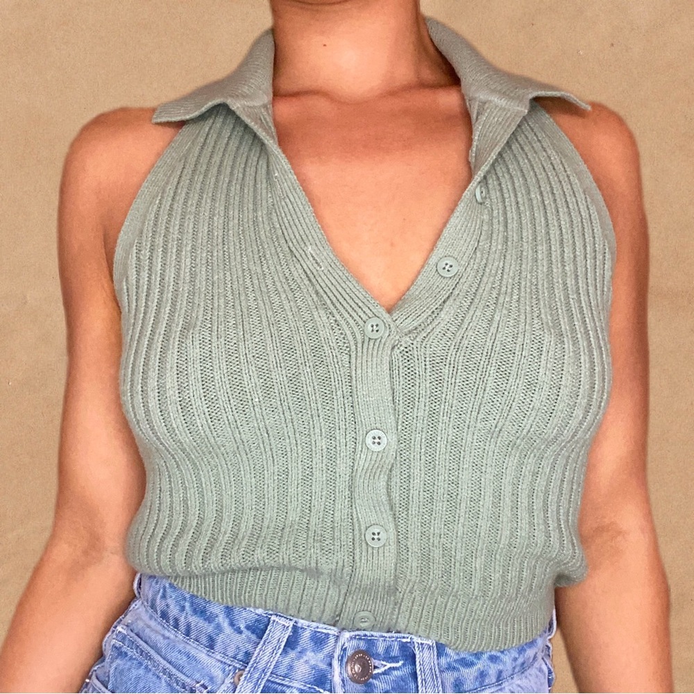 HOLLISTER Sage Green Sweater Crop